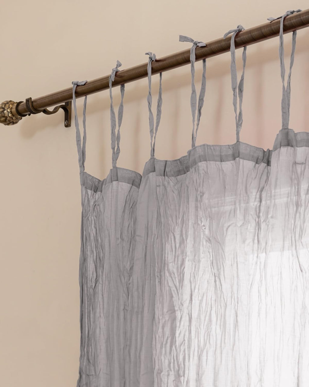 Grey Cotton Light Filtering Sheer Curtains