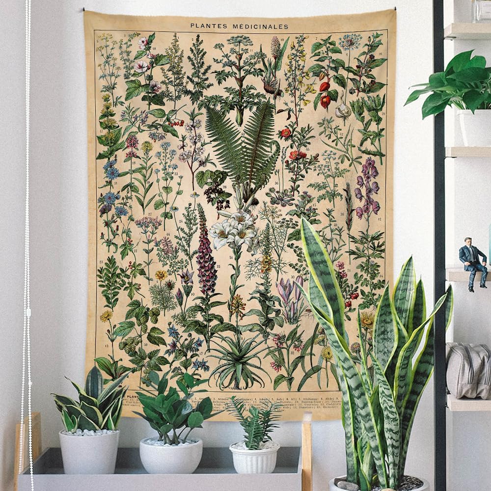 Vintage Botanical Floral Wall Tapestry Decor