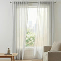 White Textured Cotton Window Curtains