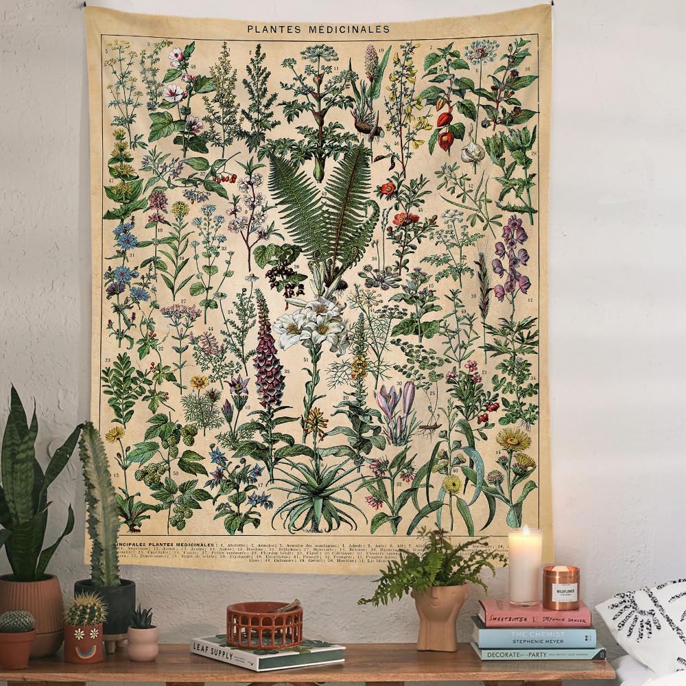 Vintage Botanical Floral Wall Tapestry Decor