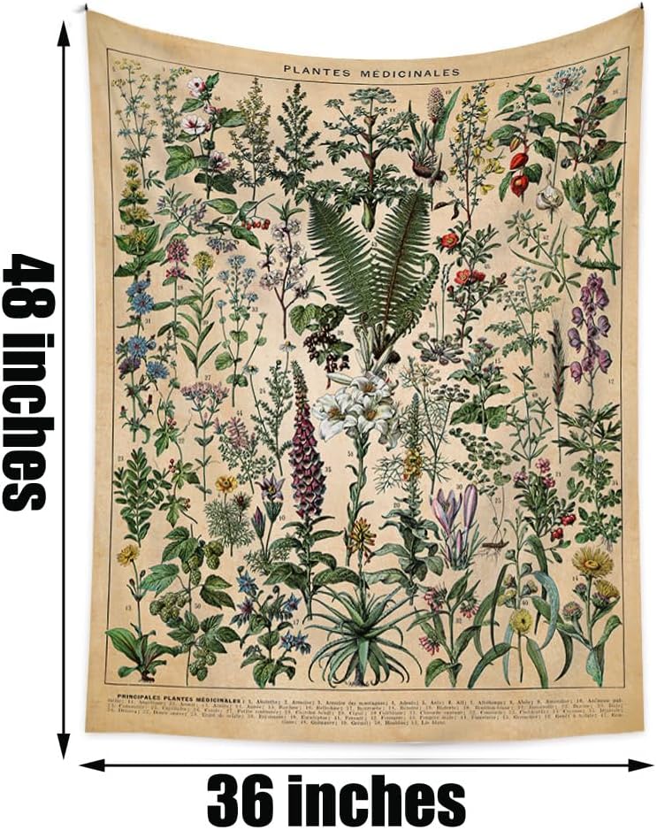 Vintage Botanical Floral Wall Tapestry Decor