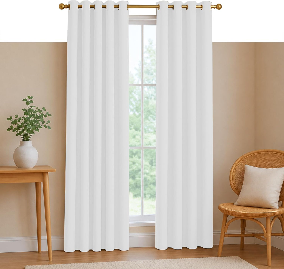 White Cotton Farmhouse Window Curtains