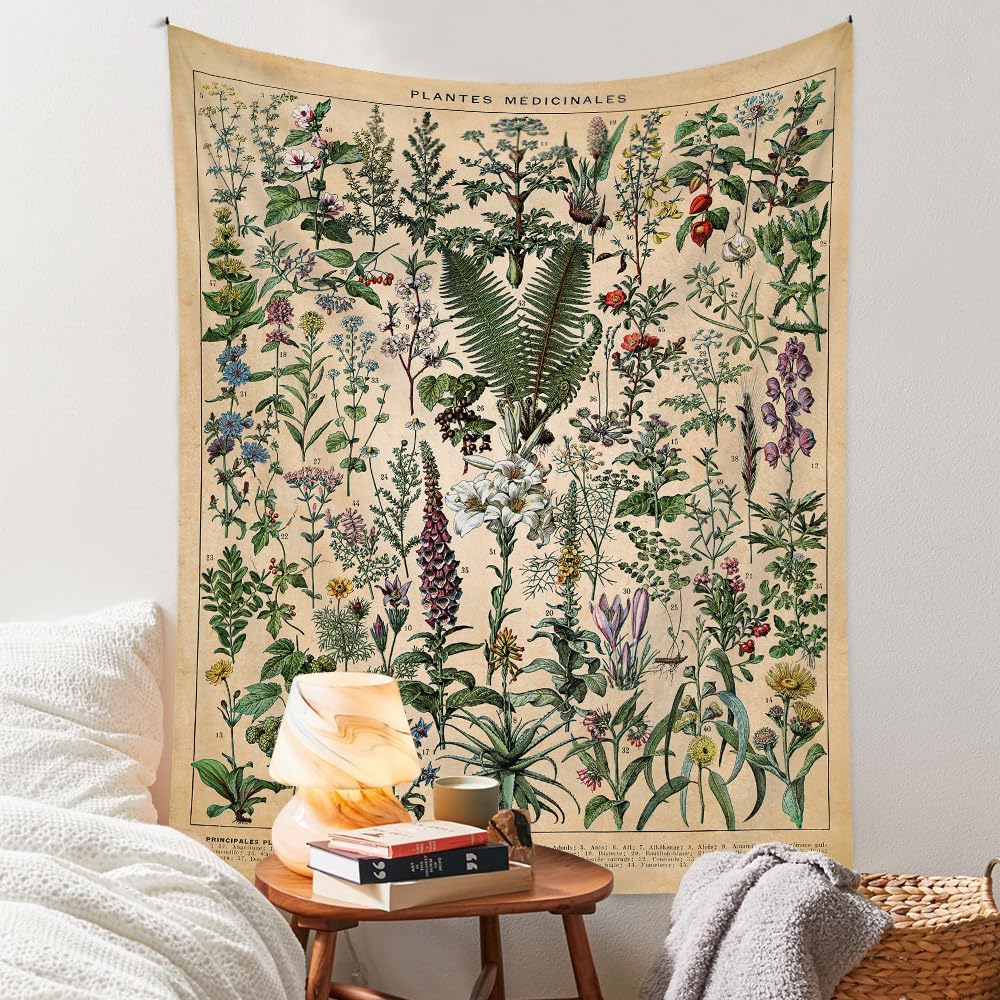 Vintage Botanical Floral Wall Tapestry Decor