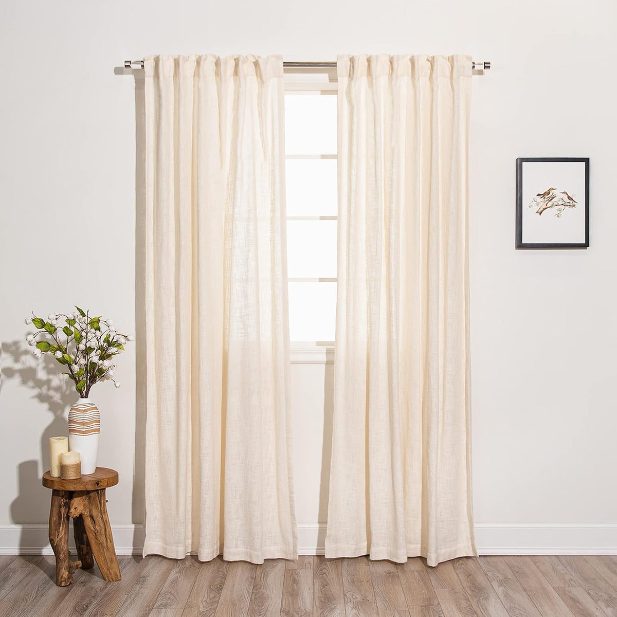 Ivory Cotton Textured Window Curtains
