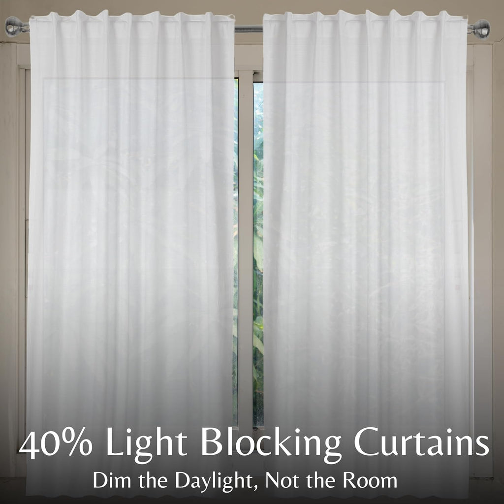 White Textured Cotton Window Curtains