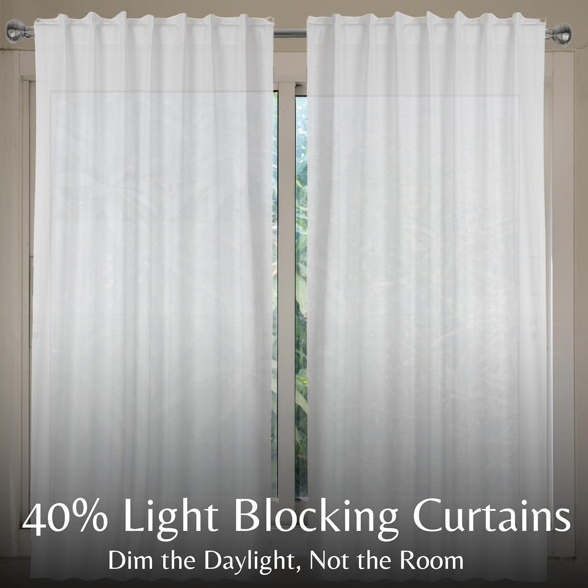 White Textured Cotton Window Curtains