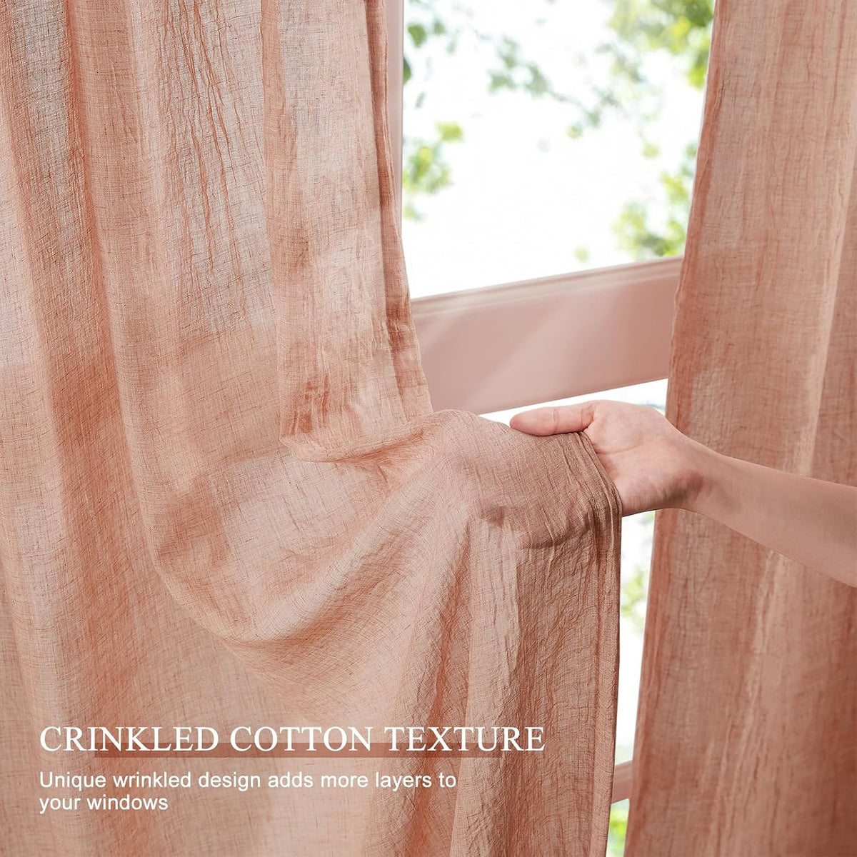 Pink Cotton Light‑Filtering Sheer Curtains