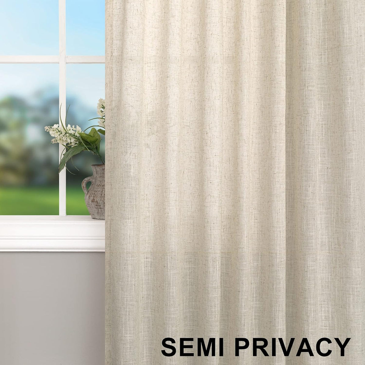 Taupe Farmhouse Linen Window Curtains