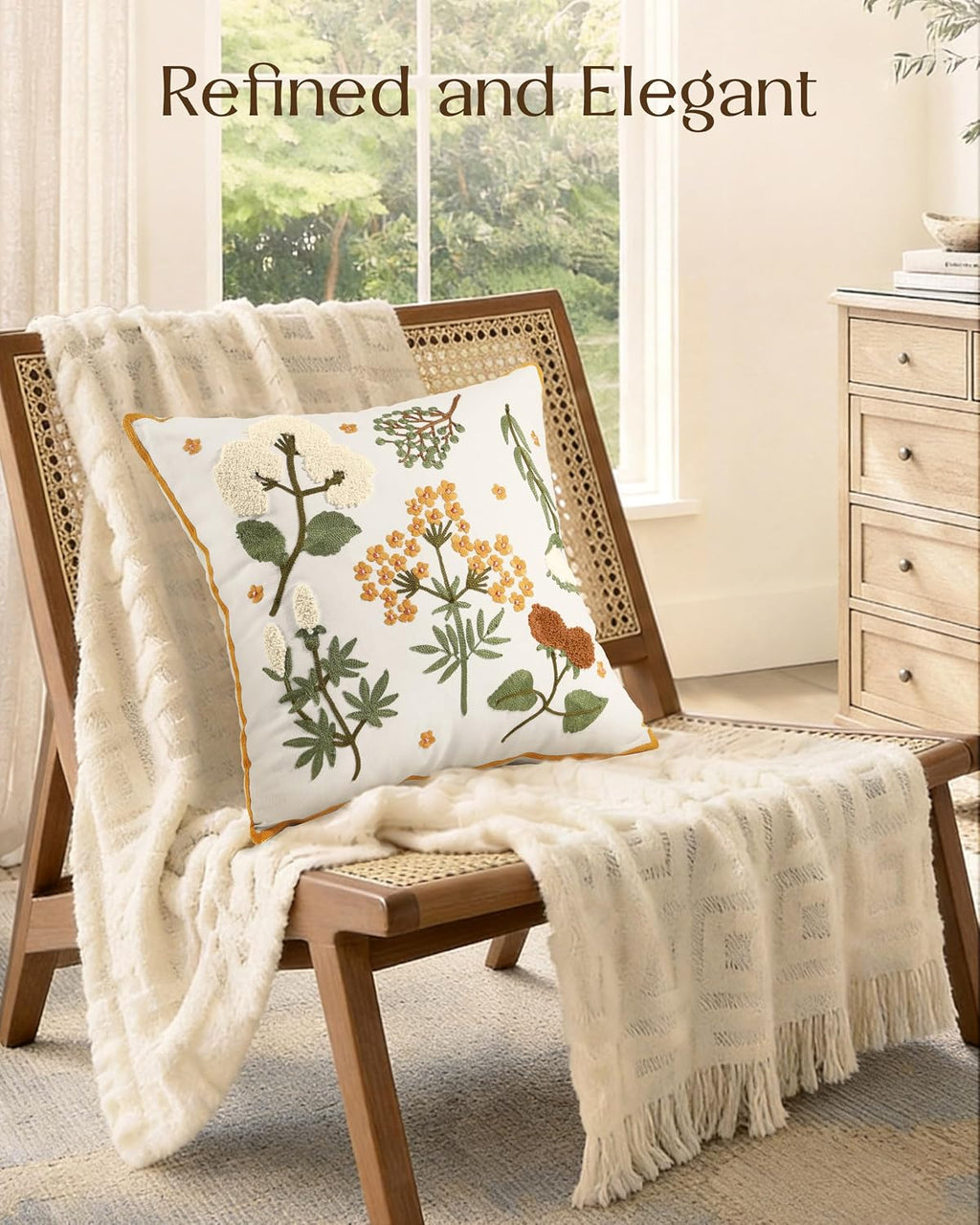 Meadow Floral Embroidered Pillow Cover