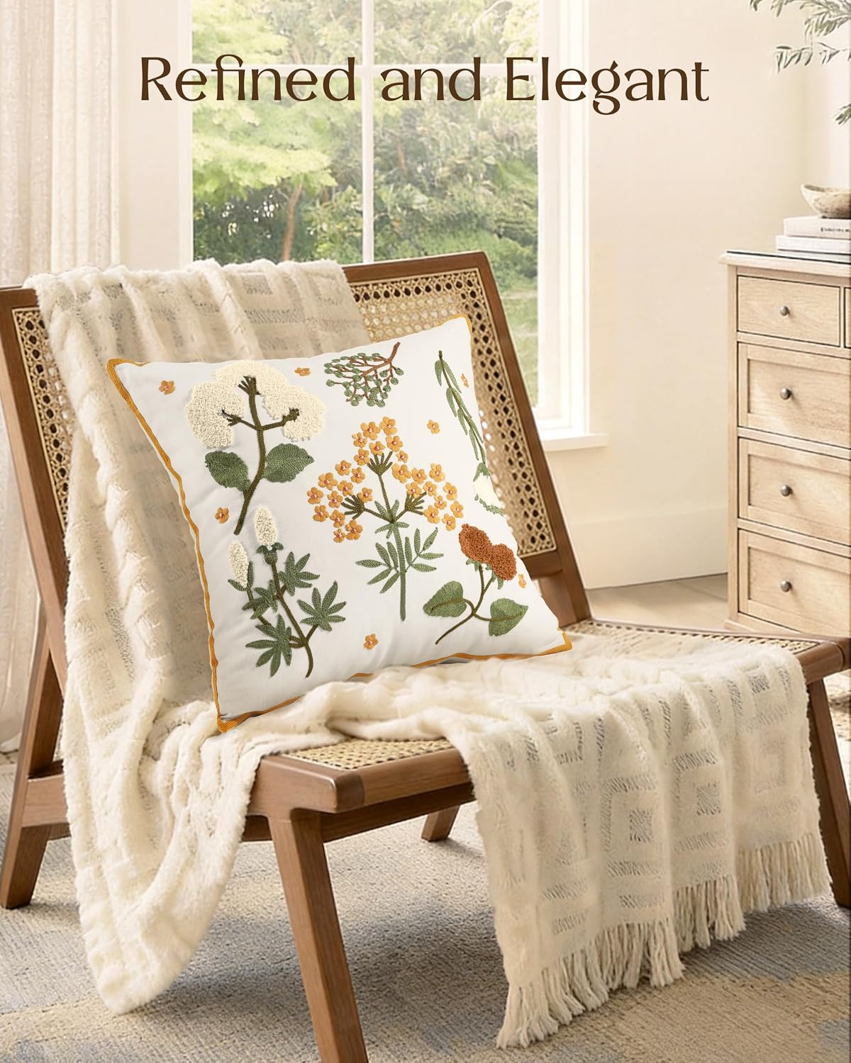 Meadow Floral Embroidered Pillow Cover