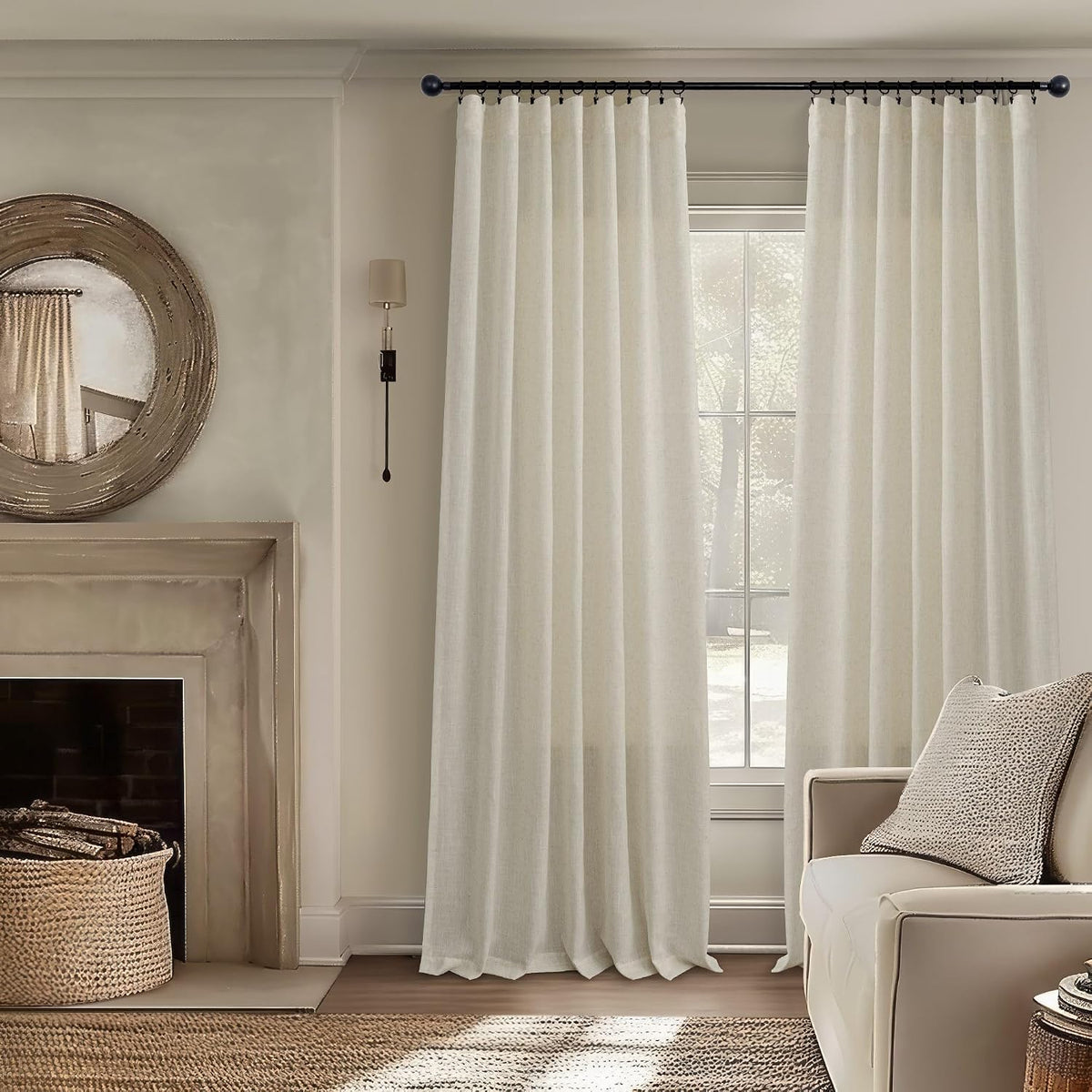 Taupe Farmhouse Linen Window Curtains