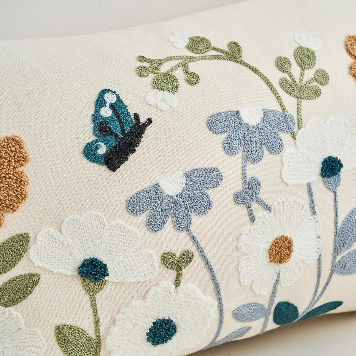 Floral Butterfly Embroidered Pillow Covers