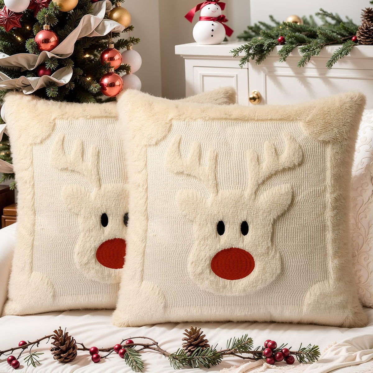 Soft Faux Fur Christmas Pillow Covers