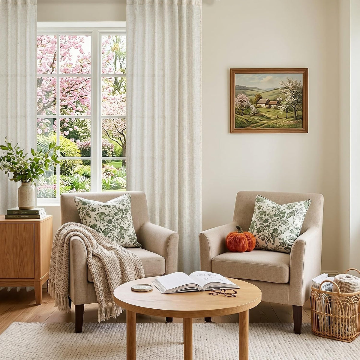 Taupe Farmhouse Linen Window Curtains