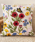 Retro Flower Embroidered Pillow Cover