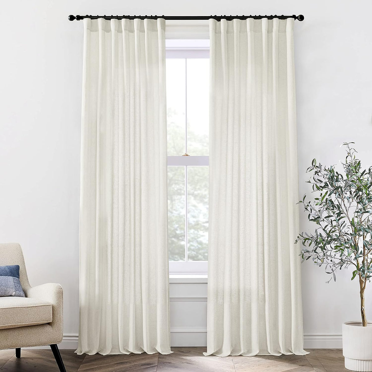 Cream Linen Cotton Window Curtains