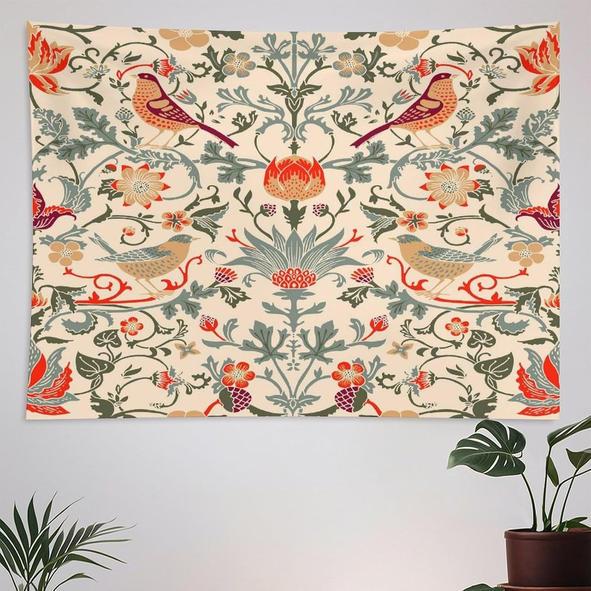 Vintage Floral Bird Wall Tapestry Decor