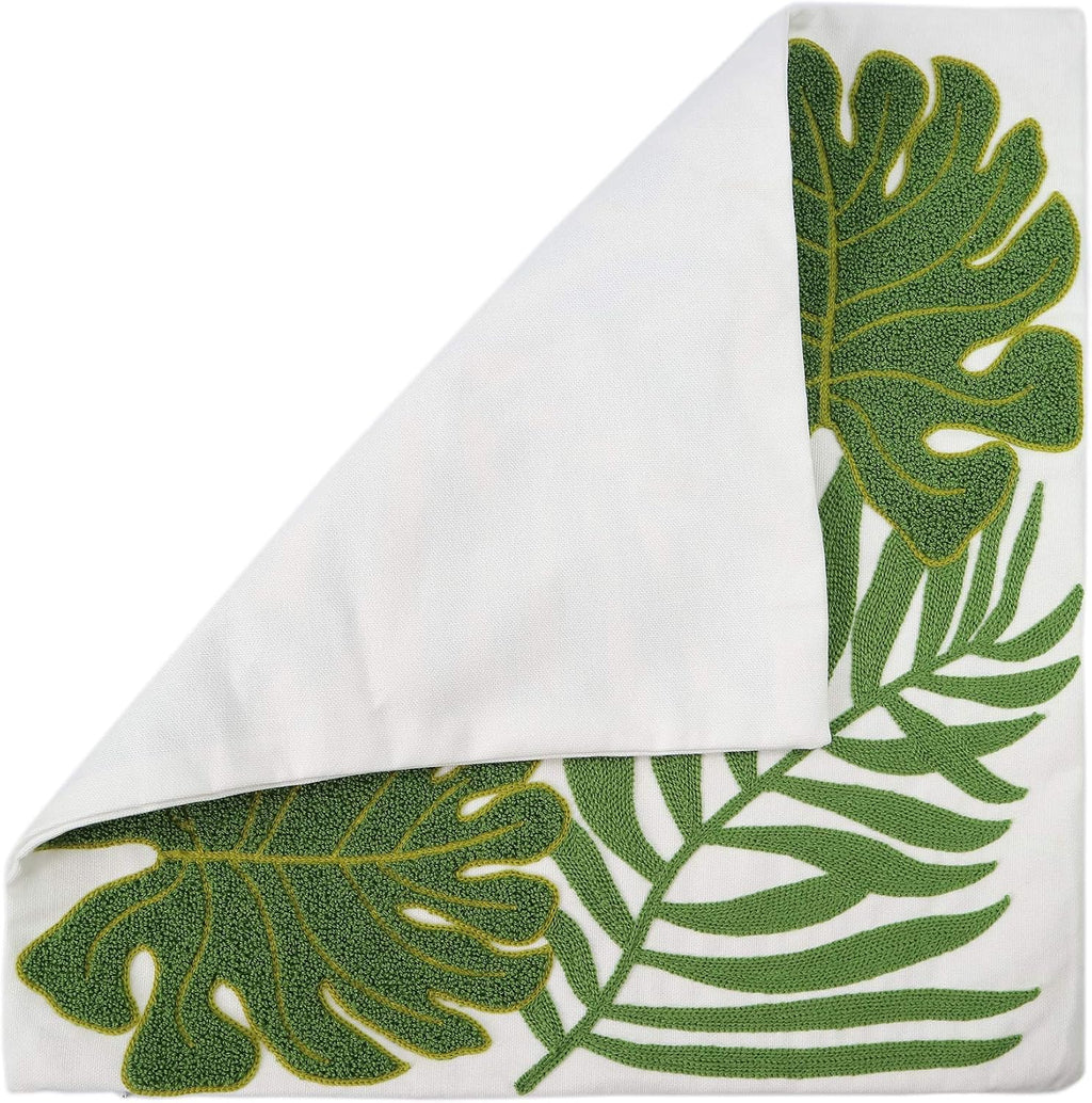 Tropical Leaf Embroidered Pillow Covers