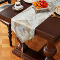 Beige Luxury Damask Chenille Table Runner