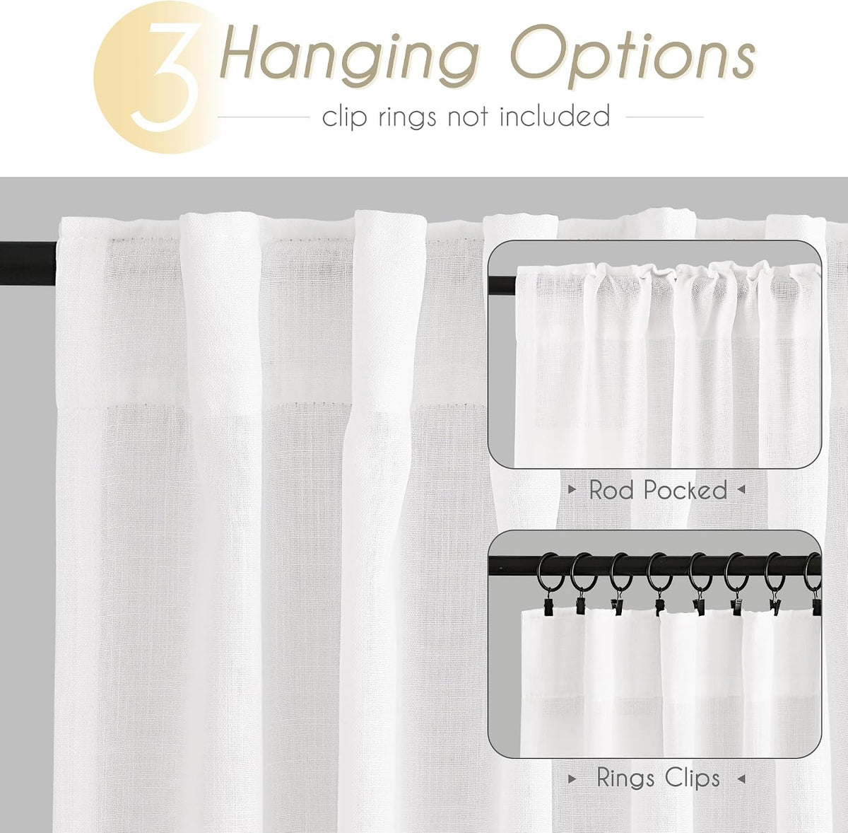 White Textured Cotton Window Curtains