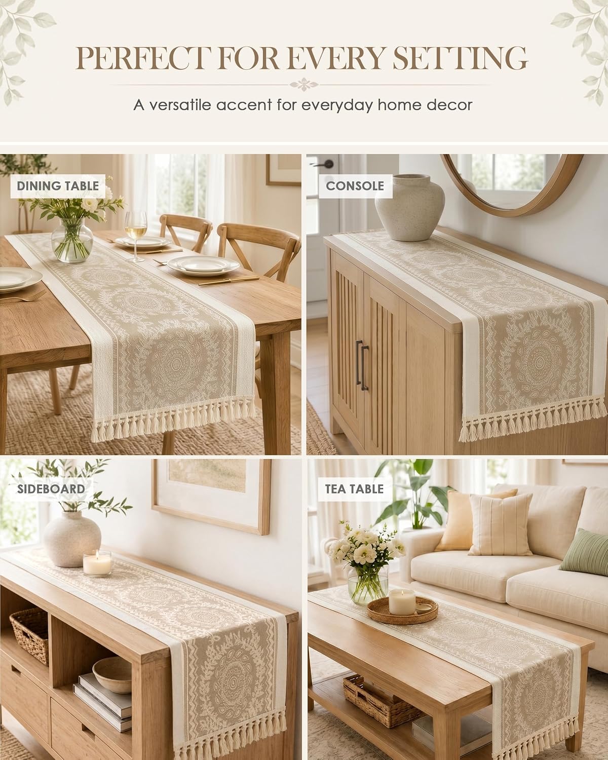Jacquard Woven Tasseled Table Runner