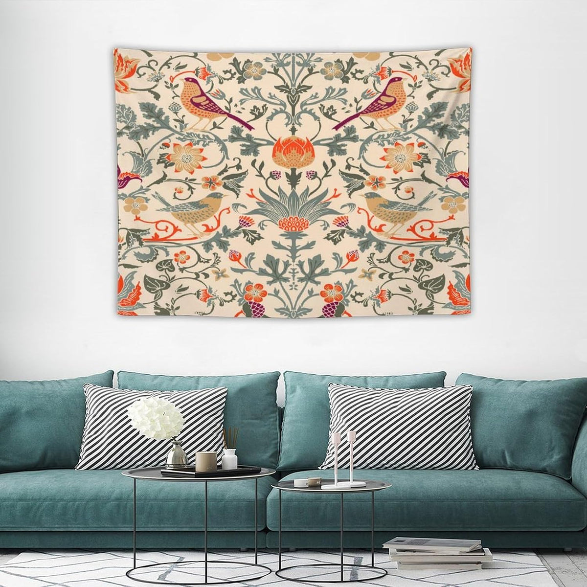 Vintage Floral Bird Wall Tapestry Decor