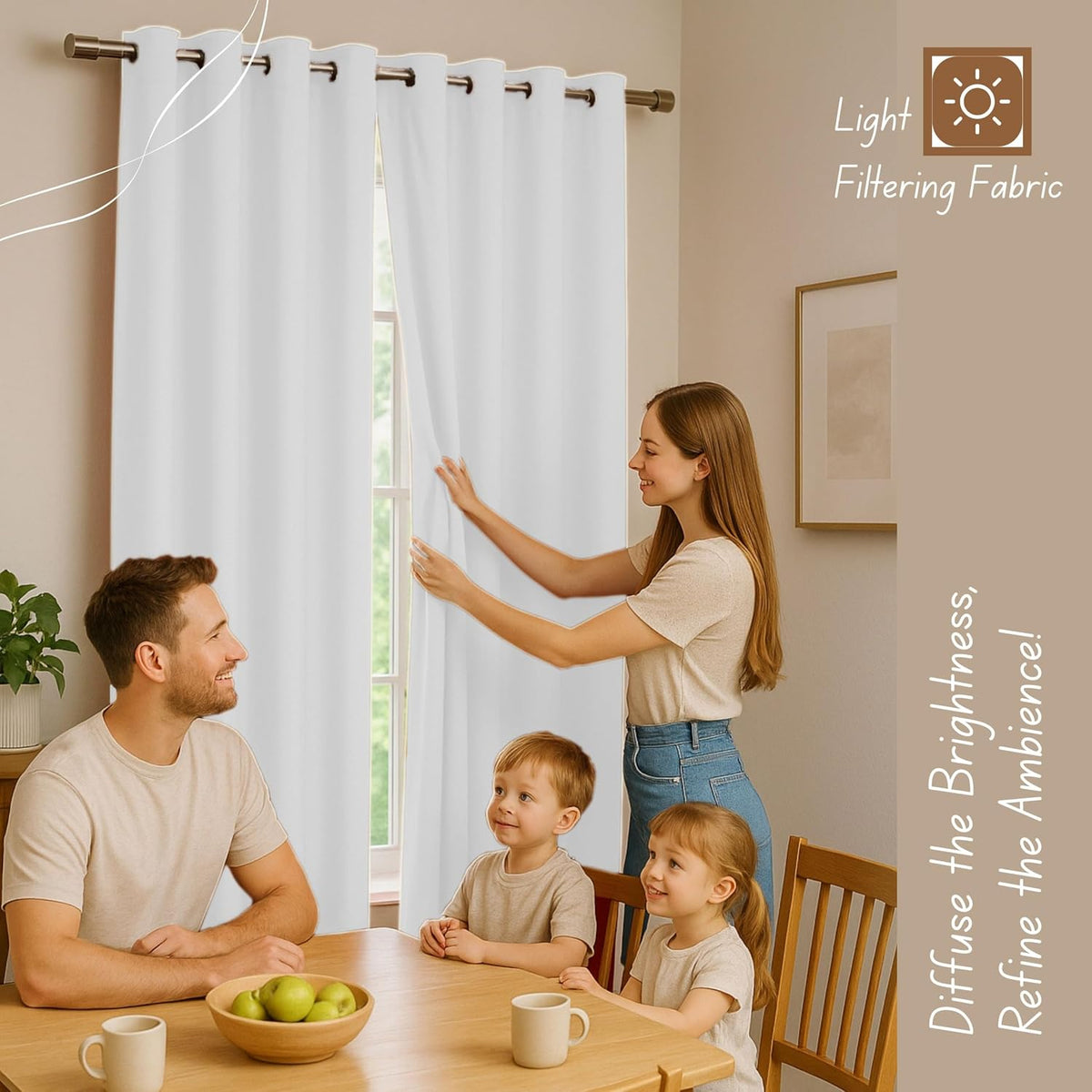 White Cotton Farmhouse Window Curtains