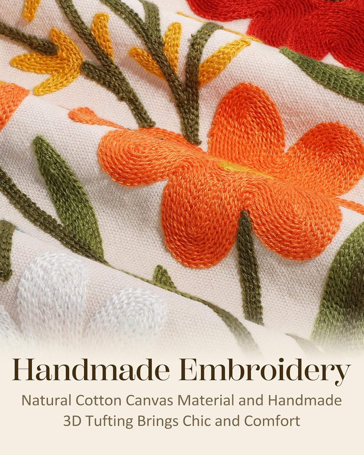 Flower Cluster Embroidered Pillow Cover