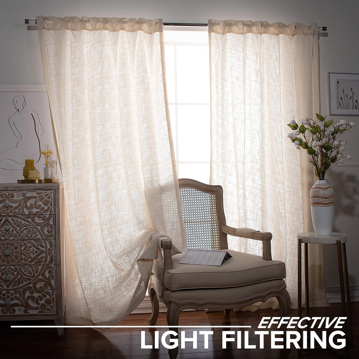 Ivory Cotton Textured Window Curtains