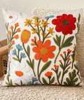 Flower Cluster Embroidered Pillow Cover
