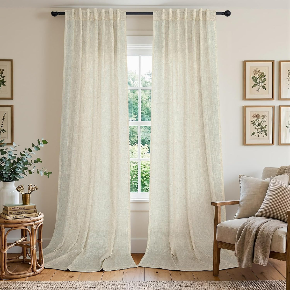 Taupe Farmhouse Linen Window Curtains