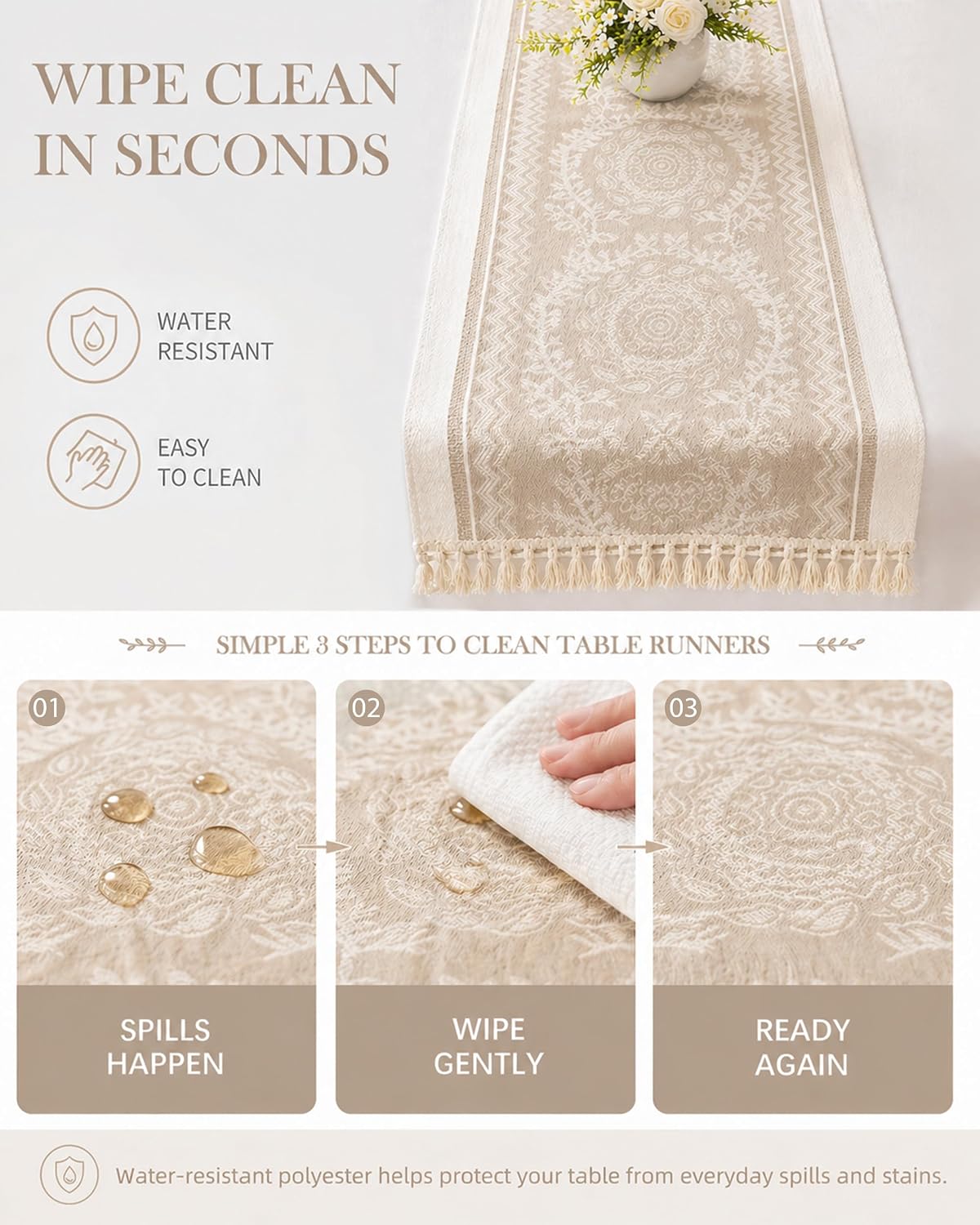 Jacquard Woven Tasseled Table Runner