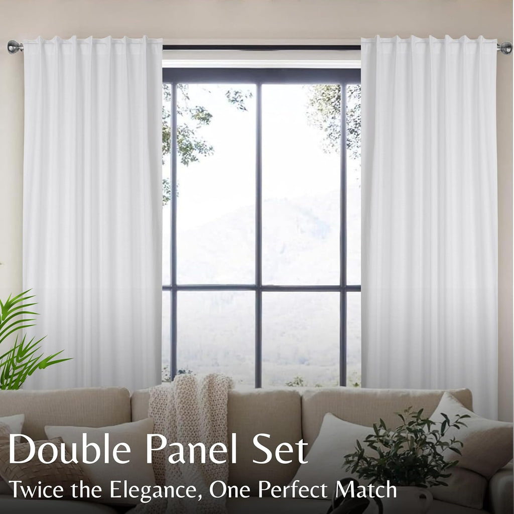 White Textured Cotton Window Curtains