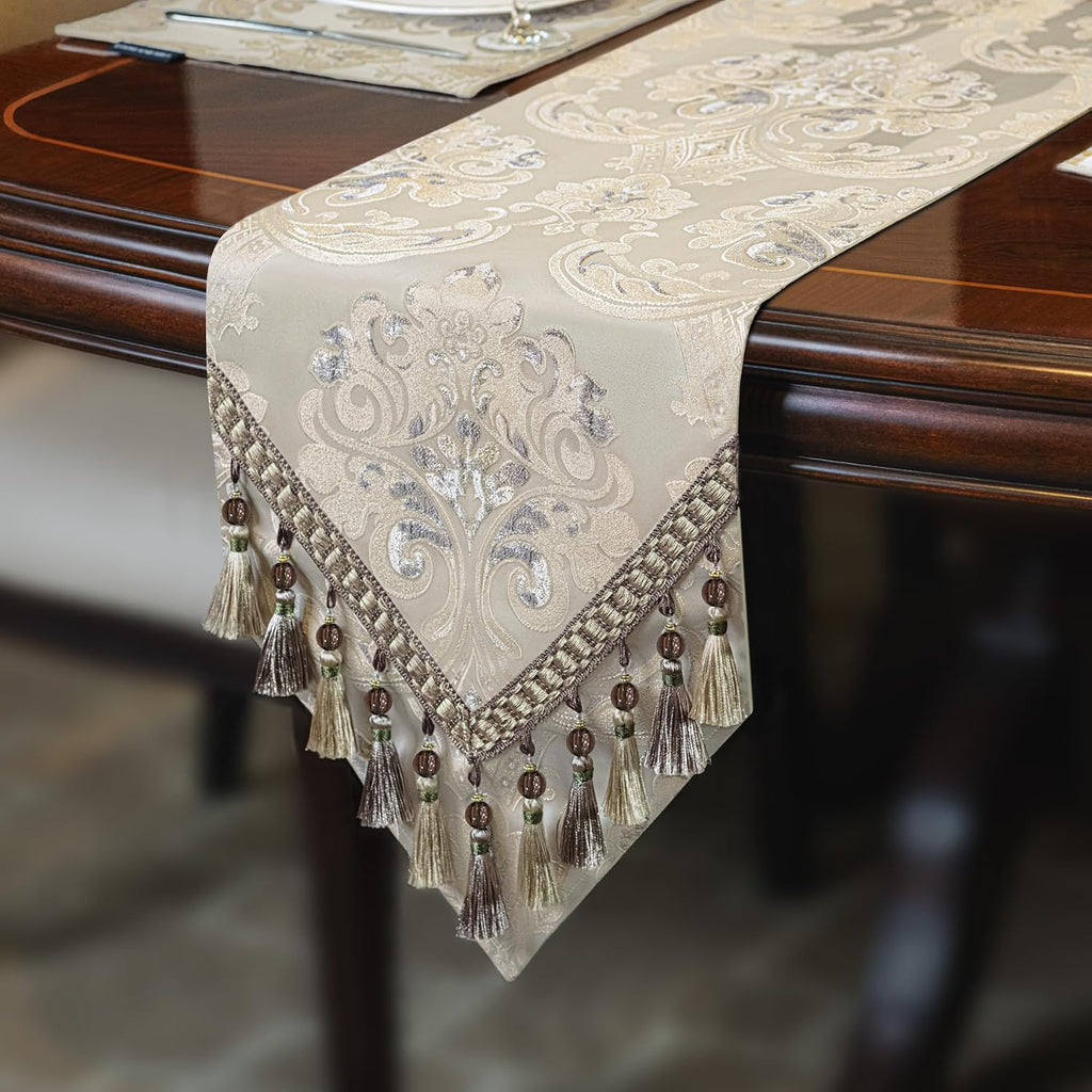Luxury Apricot Jacquard Table Runner
