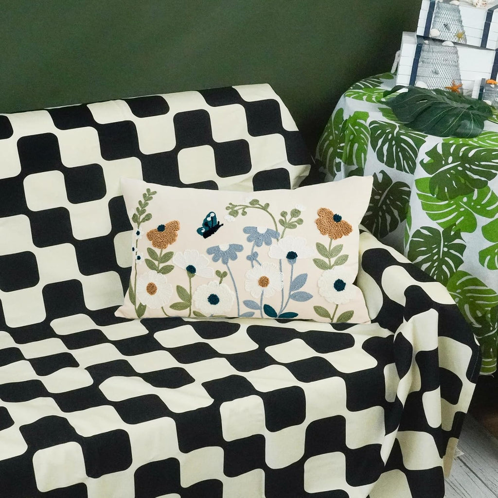 Floral Butterfly Embroidered Pillow Covers