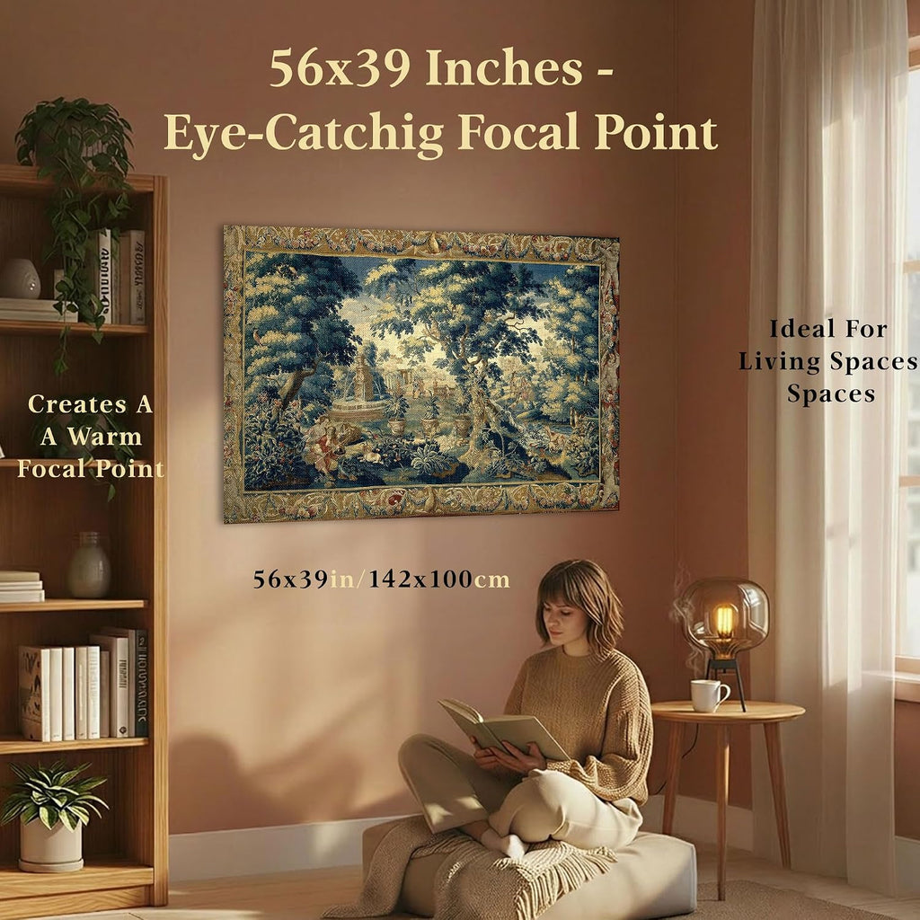 Antique Garden Fountain Wall Tapestry Decor