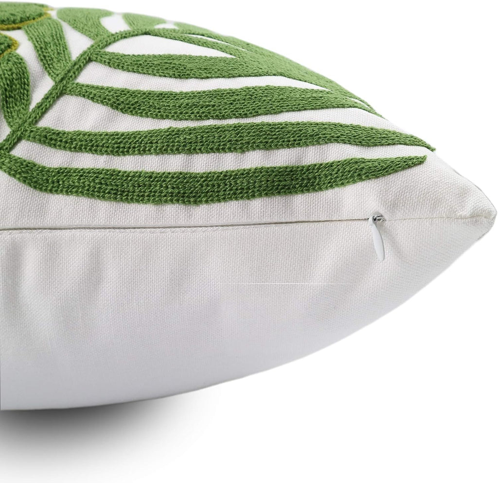 Tropical Leaf Embroidered Pillow Covers