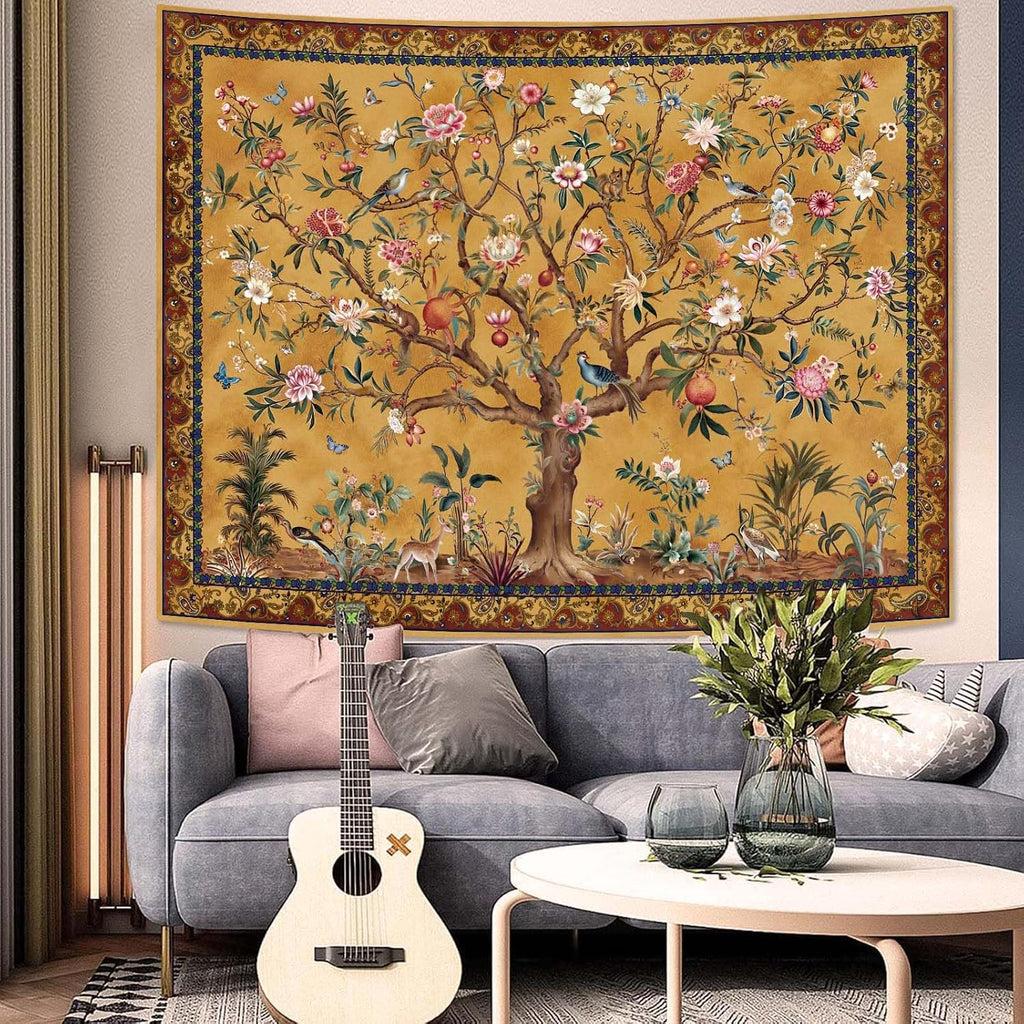 Boho Tree Life Floral Wall Tapestry Decor