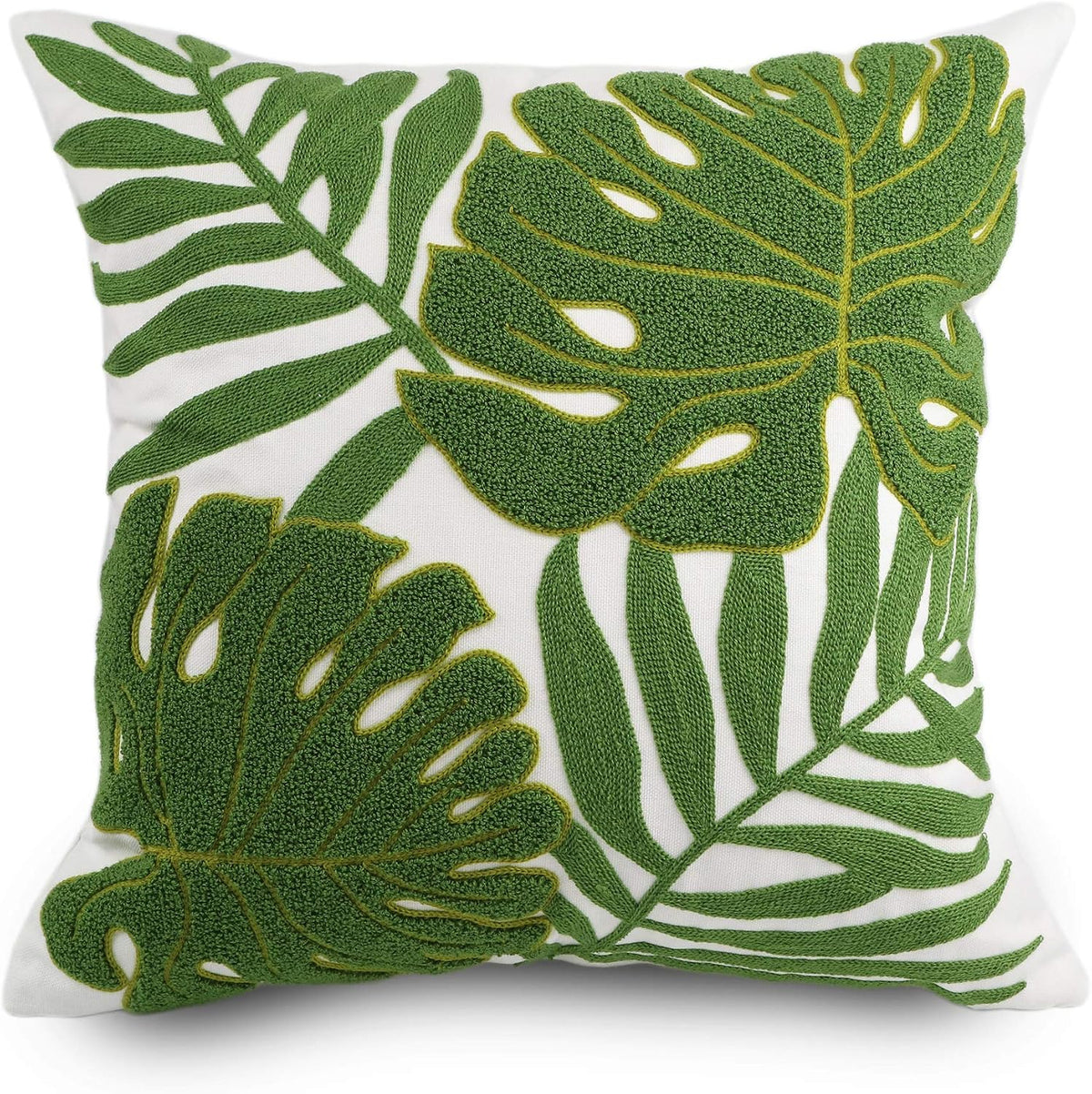 Tropical Leaf Embroidered Pillow Covers