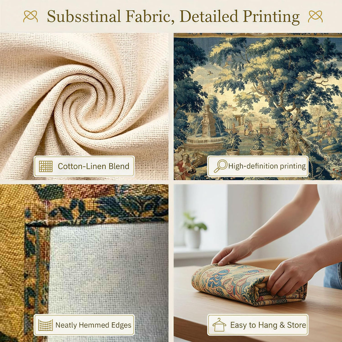 Antique Garden Fountain Wall Tapestry Decor