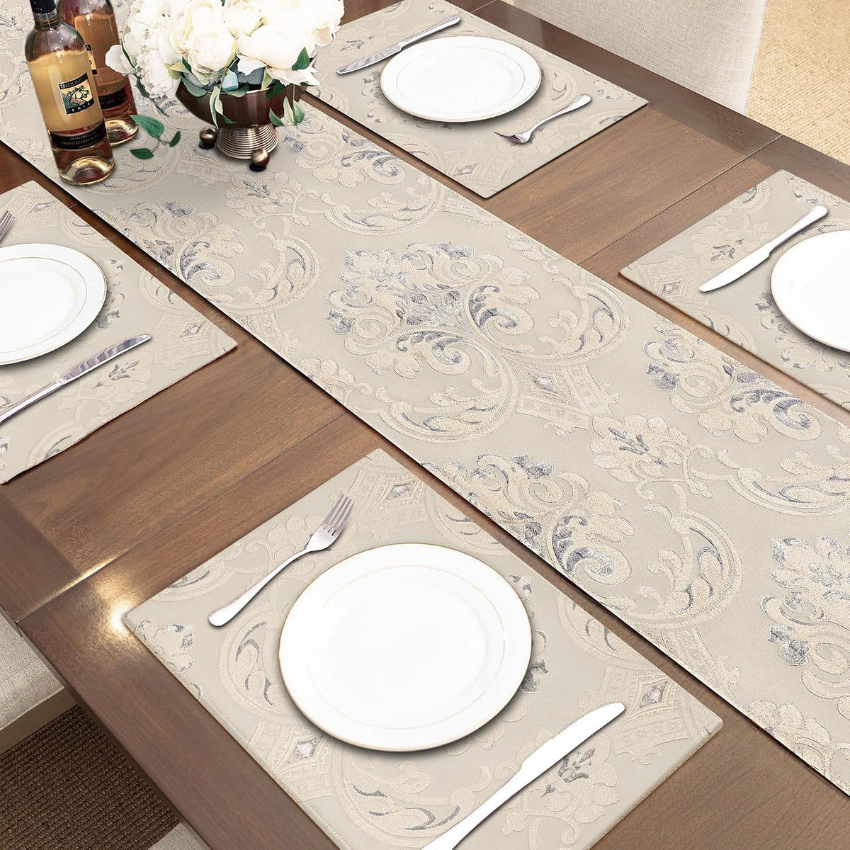 Luxury Apricot Jacquard Table Runner