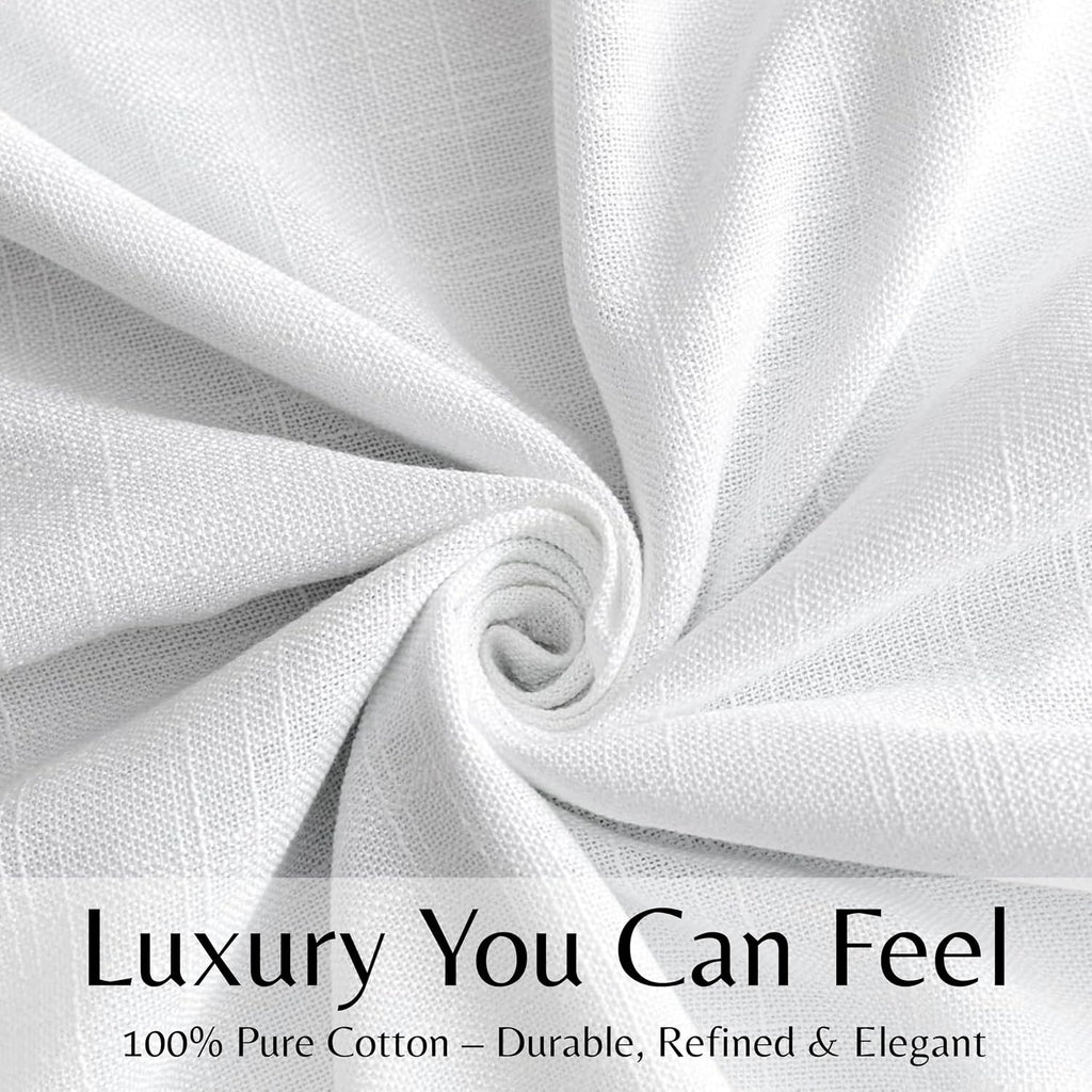 White Textured Cotton Window Curtains