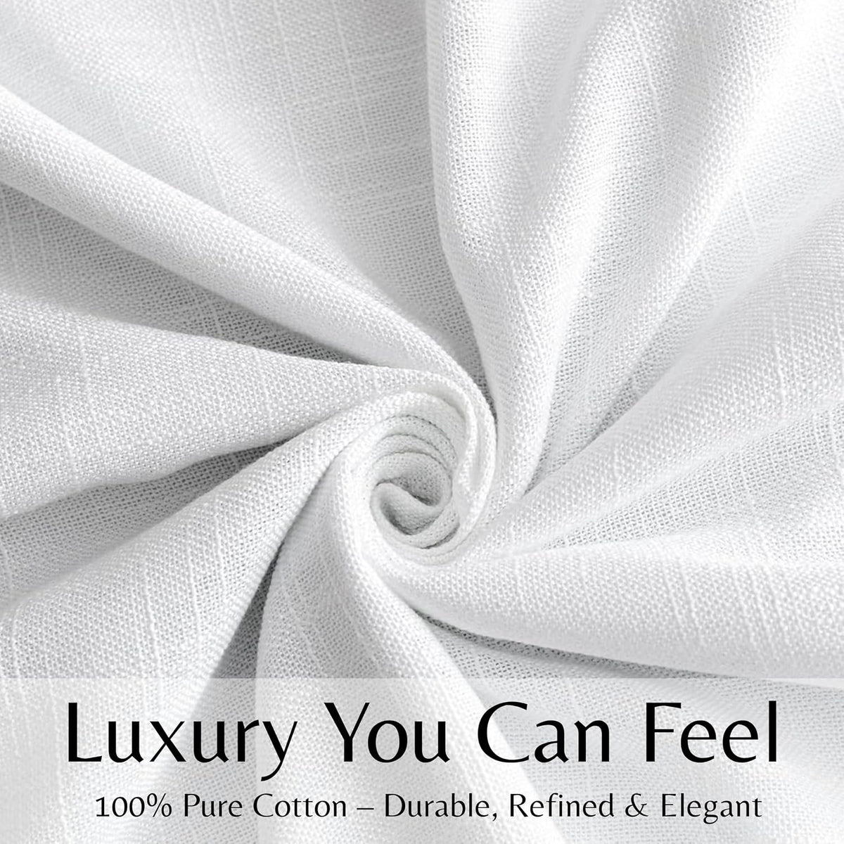 White Textured Cotton Window Curtains