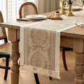 Coffee Mandala Linen Tasseled Table Runner