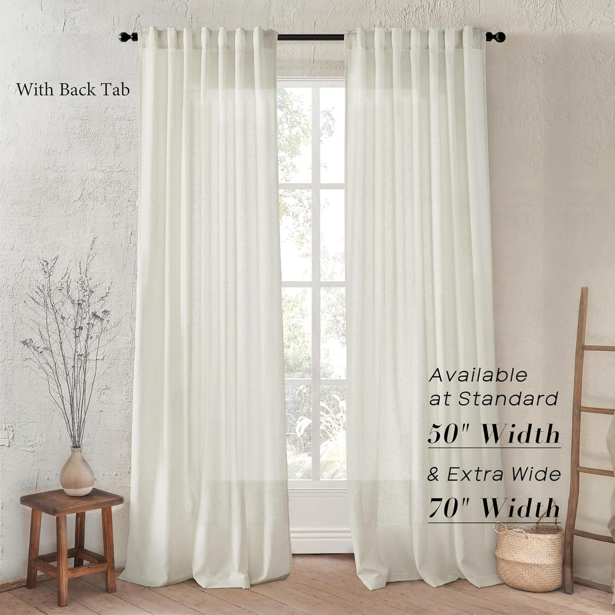 Cream Linen Cotton Window Curtains