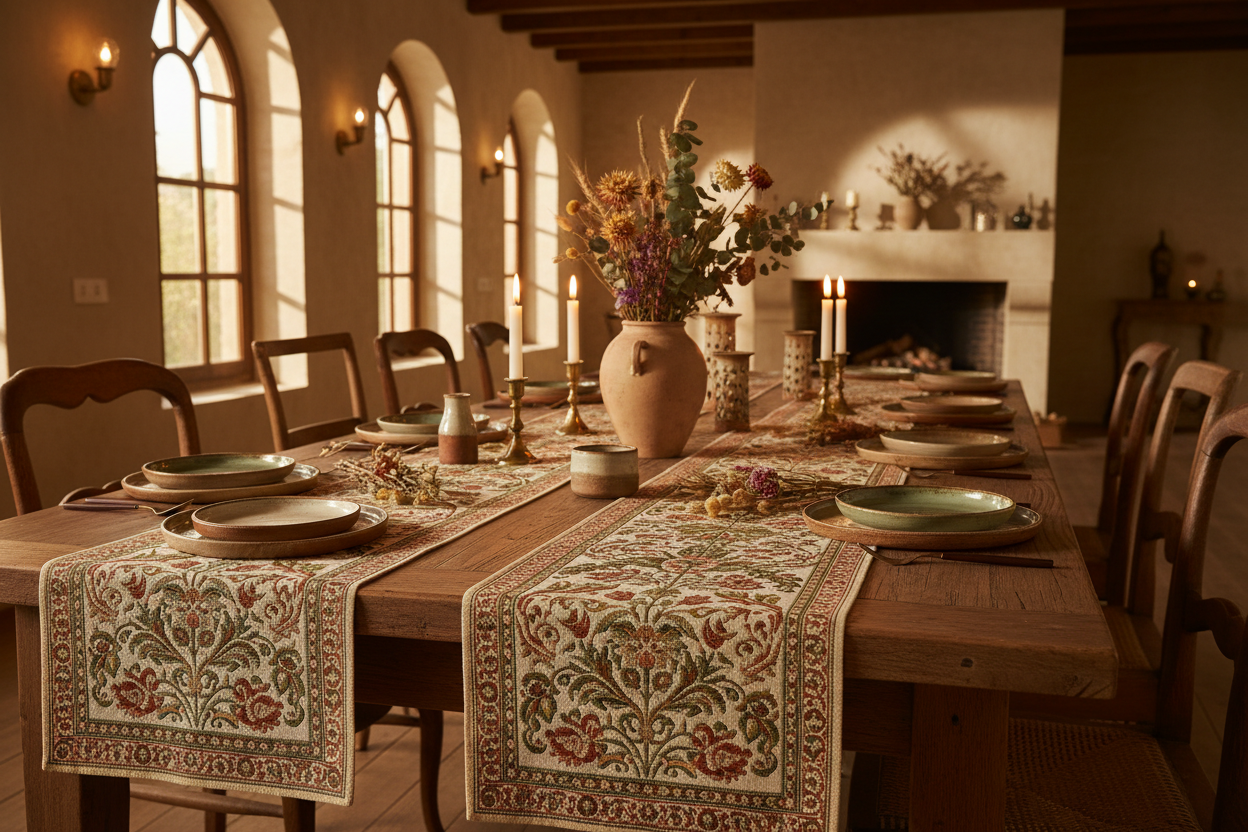 Dense-jacquard dining strips