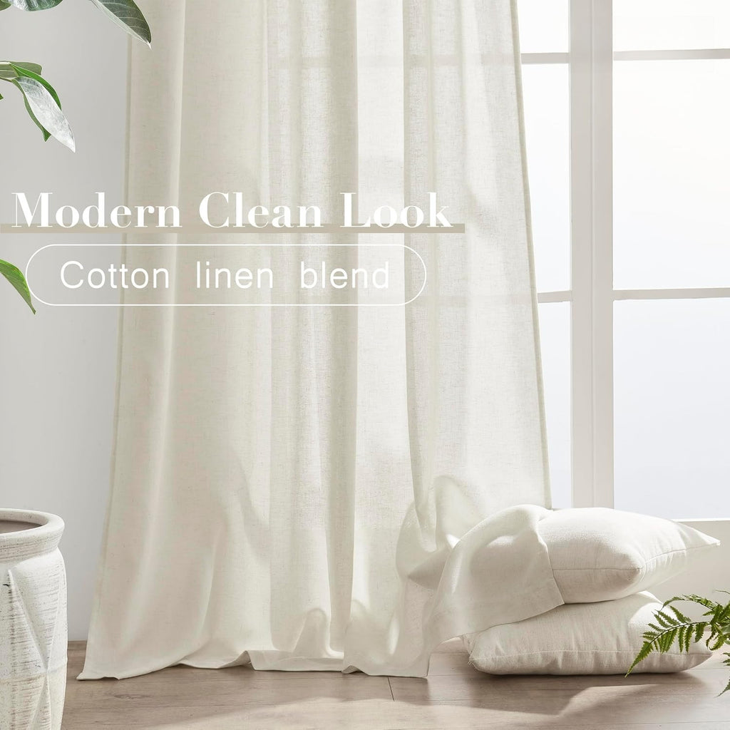 Cream Linen Cotton Window Curtains