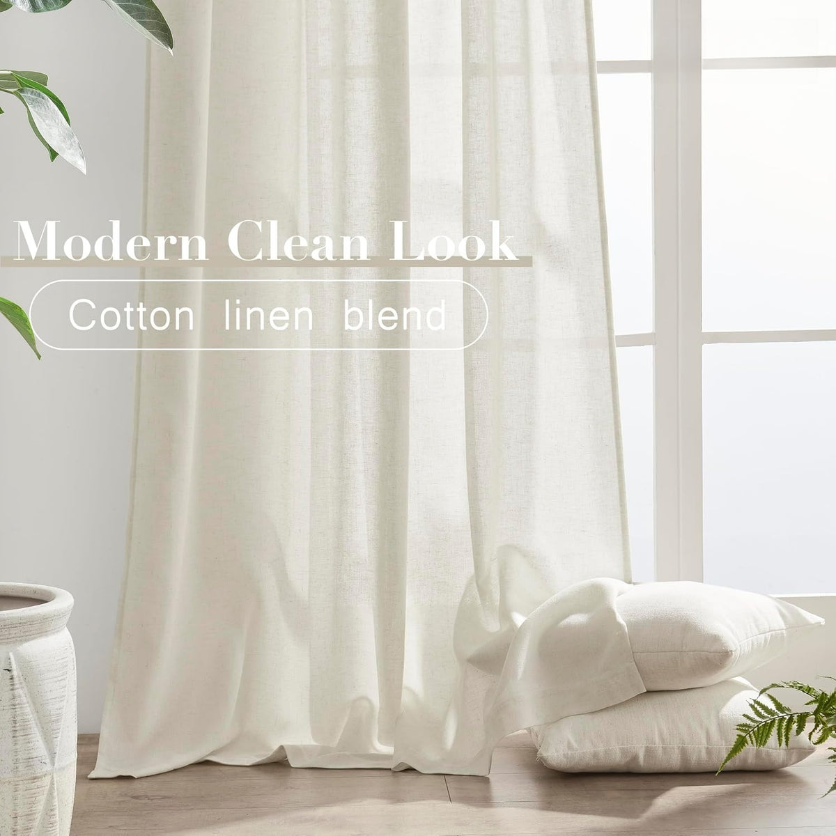 Cream Linen Cotton Window Curtains